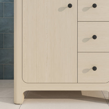 Canyon 30" Single Sink Freestanding Bath Vanity with Stone Top, Solid Wood, Soft-Close, Assembled