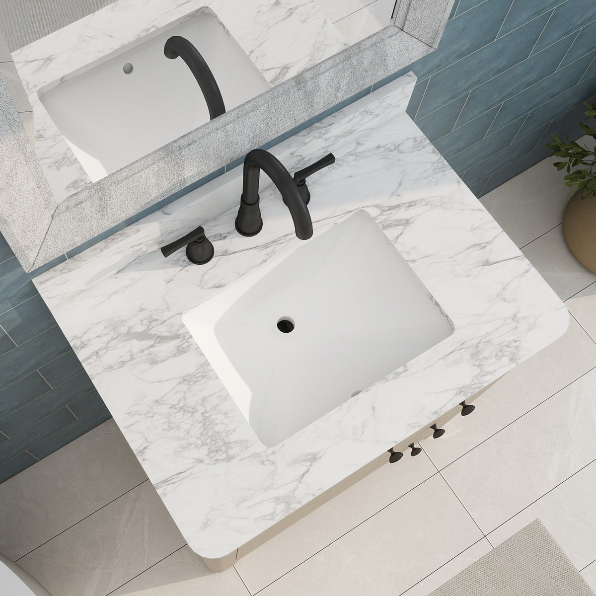 Canyon 30" Single Sink Freestanding Bath Vanity with Stone Top, Solid Wood, Soft-Close, Assembled