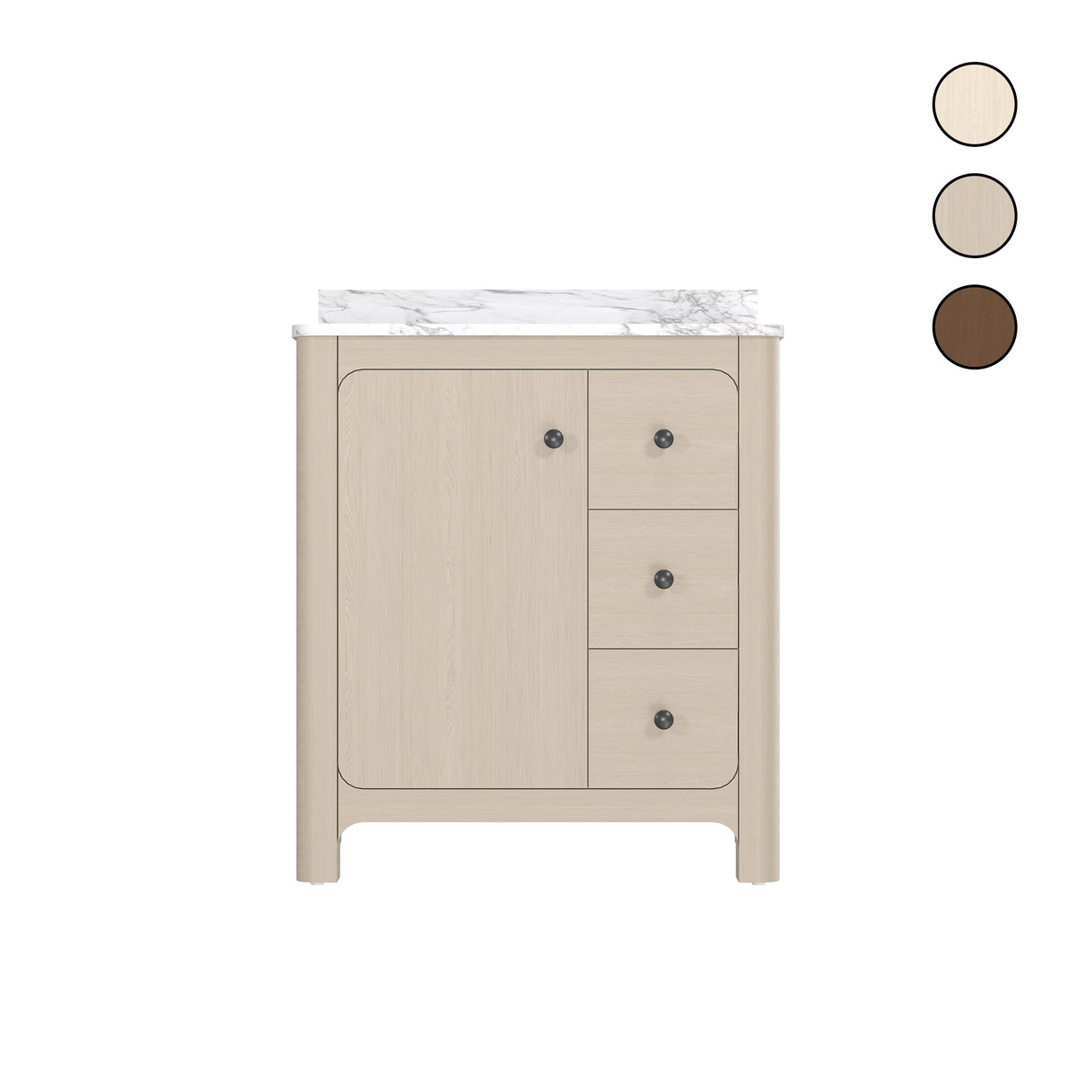Canyon 30" Single Sink Freestanding Bath Vanity with Stone Top, Solid Wood, Soft-Close, Assembled
