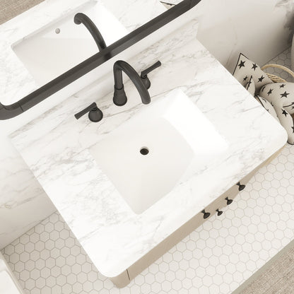 Canyon 30" Single Sink Freestanding Bath Vanity with Stone Top, Solid Wood, Soft-Close, Assembled