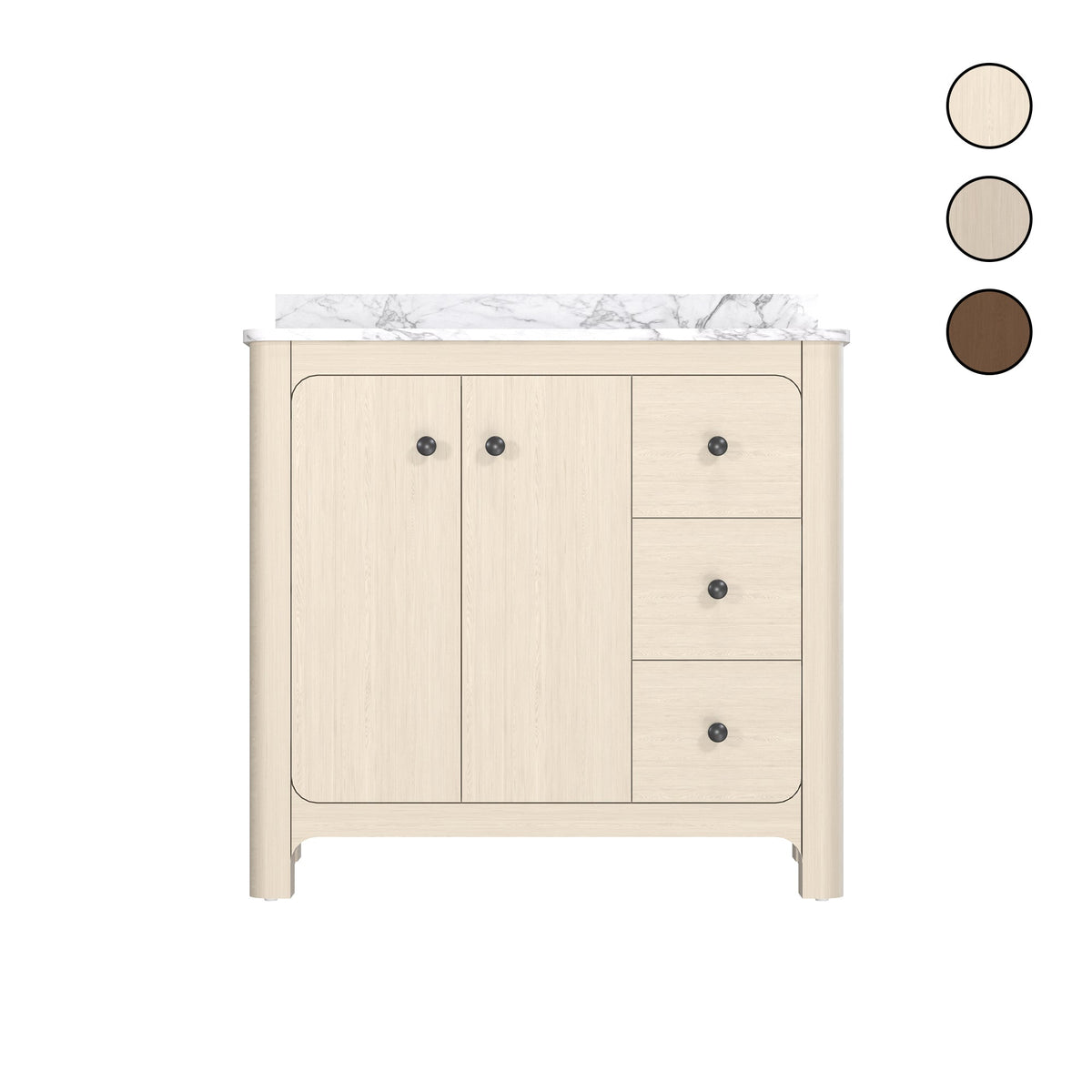 Canyon 36" Single Sink Freestanding Bath Vanity with Stone Top, Solid Wood, Soft-Close, Assembled