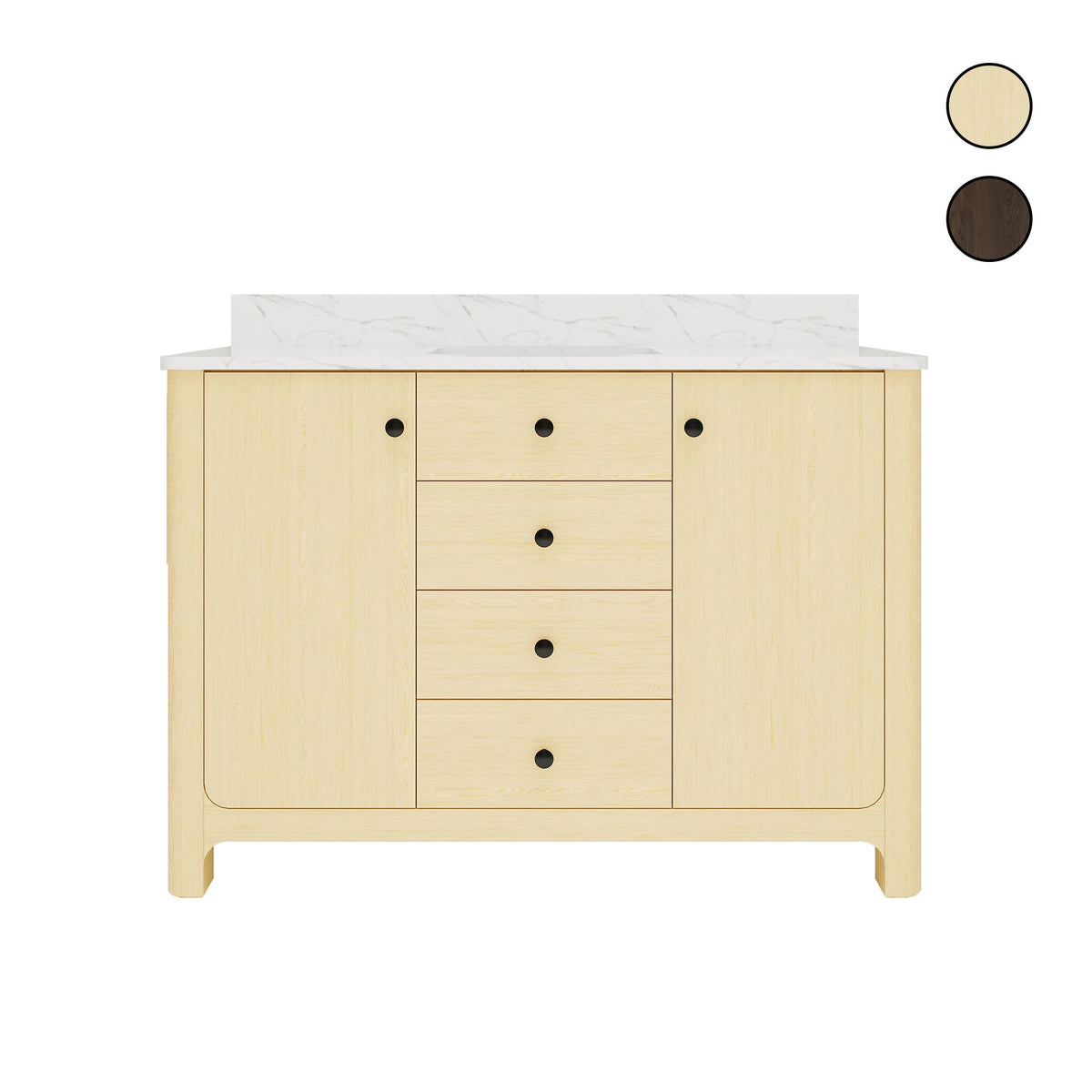 Canyon 48" Single Sink Freestanding Bath Vanity with Stone Top, Solid Wood, Soft-Close, Assembled
