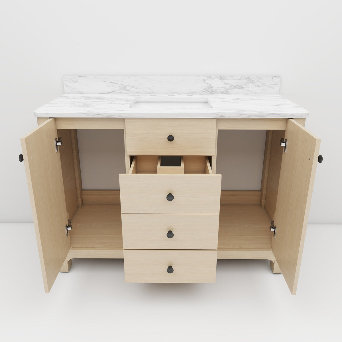 Canyon 48" Single Sink Freestanding Bath Vanity with Stone Top, Solid Wood, Soft-Close, Assembled