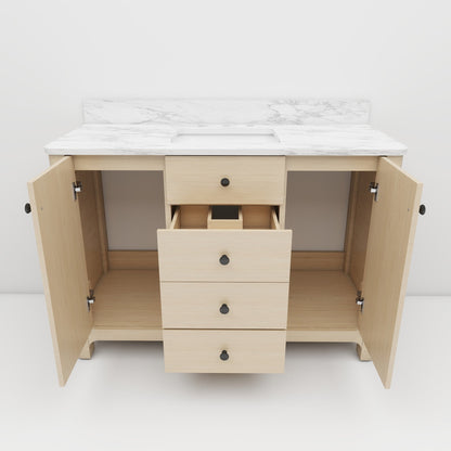 Canyon 48" Single Sink Freestanding Bath Vanity with Stone Top, Solid Wood, Soft-Close, Assembled