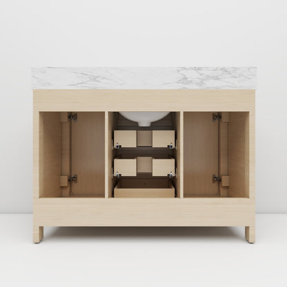 Canyon 48" Single Sink Freestanding Bath Vanity with Stone Top, Solid Wood, Soft-Close, Assembled