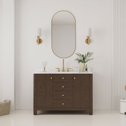 Canyon 48" Single Sink Freestanding Bath Vanity with Stone Top, Solid Wood, Soft-Close, Assembled
