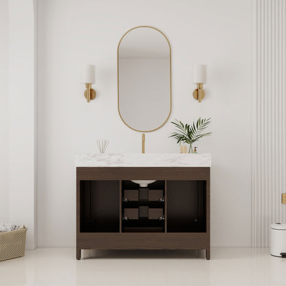 Canyon 48" Single Sink Freestanding Bath Vanity with Stone Top, Solid Wood, Soft-Close, Assembled