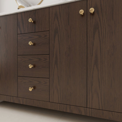 Canyon 60" Double Sink Freestanding Bath Vanity with Stone Top, Solid Wood, Soft-Close, Assembled