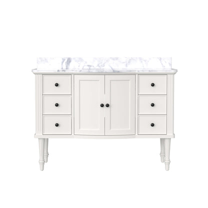 Elara 48" Single Sink Freestanding Bath Vanity with Stone Top, Solid Wood, Soft-Close, Assembled