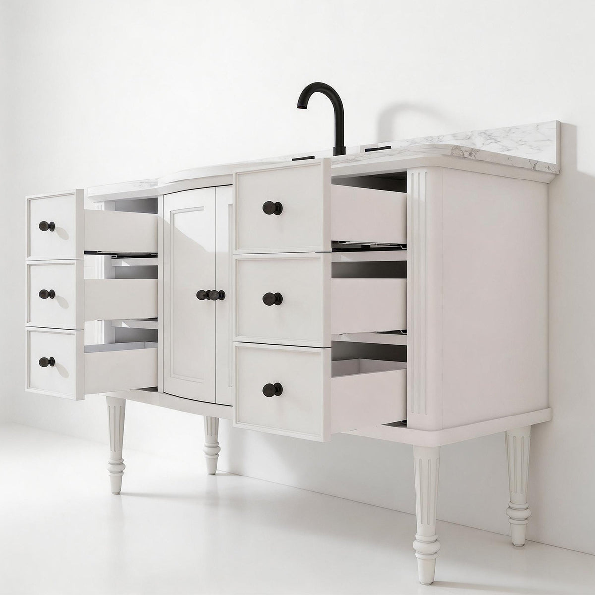 Elara 48" Single Sink Freestanding Bath Vanity with Stone Top, Solid Wood, Soft-Close, Assembled