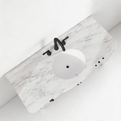 Elara 48" Single Sink Freestanding Bath Vanity with Stone Top, Solid Wood, Soft-Close, Assembled