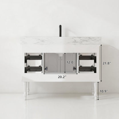 Elara 48" Single Sink Freestanding Bath Vanity with Stone Top, Solid Wood, Soft-Close, Assembled