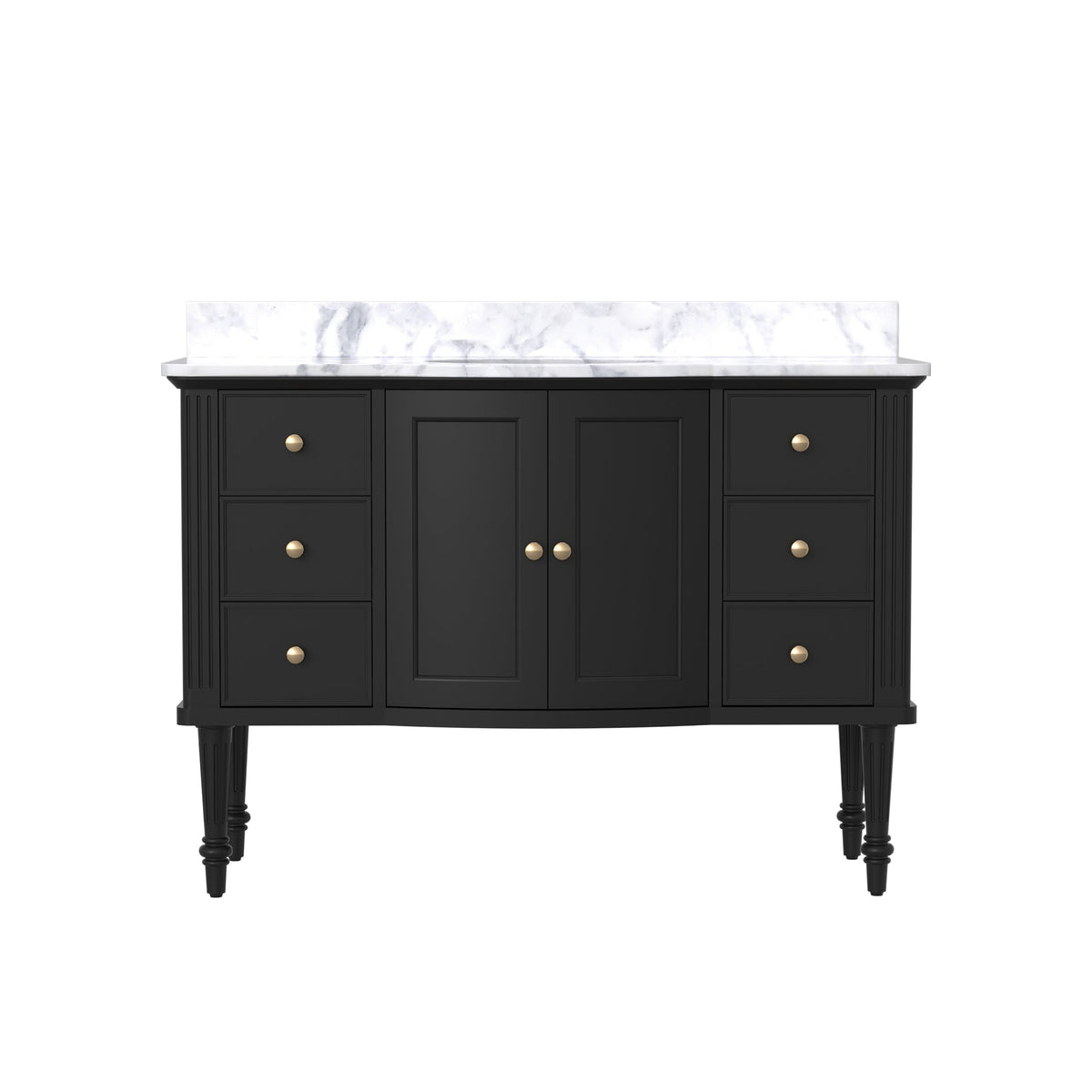 Elara 48" Single Sink Freestanding Bath Vanity with Stone Top, Solid Wood, Soft-Close, Assembled