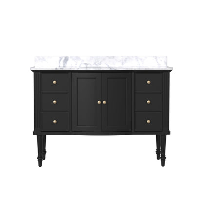 Elara 48" Single Sink Freestanding Bath Vanity with Stone Top, Solid Wood, Soft-Close, Assembled