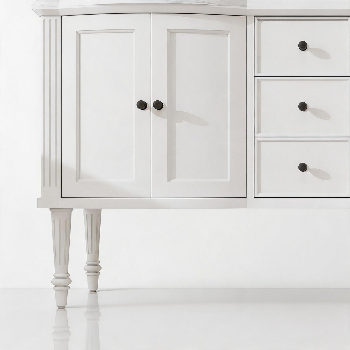 Elara 60" Double Sink Freestanding Bath Vanity with Stone Top, Solid Wood, Soft-Close, Assembled