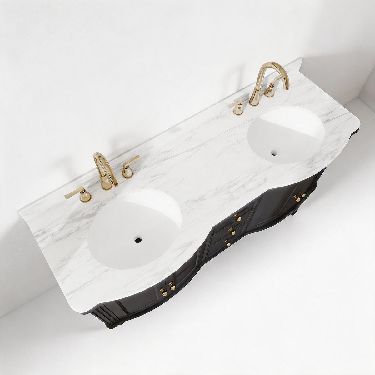 Elara 60" Double Sink Freestanding Bath Vanity with Stone Top, Solid Wood, Soft-Close, Assembled