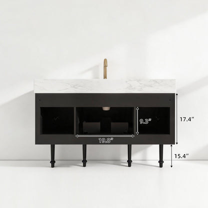 Modish 48" Single Sink Freestanding/Floating Bath Vanity with Stone Top, Solid Wood, Soft-Close, Assembled
