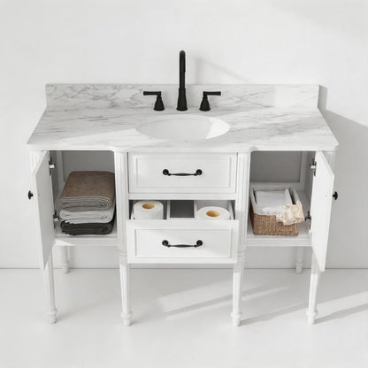 Modish 48" Single Sink Freestanding/Floating Bath Vanity with Stone Top, Solid Wood, Soft-Close, Assembled