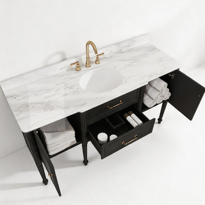 Modish 60" Single Sink Freestanding/Floating Bath Vanity with Stone Top, Solid Wood, Soft-Close, Assembled