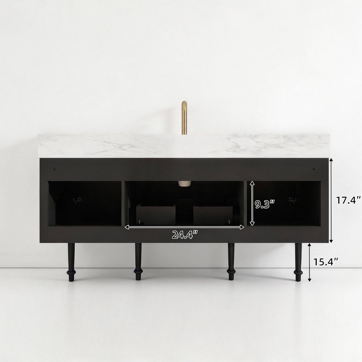 Modish 60" Single Sink Freestanding/Floating Bath Vanity with Stone Top, Solid Wood, Soft-Close, Assembled
