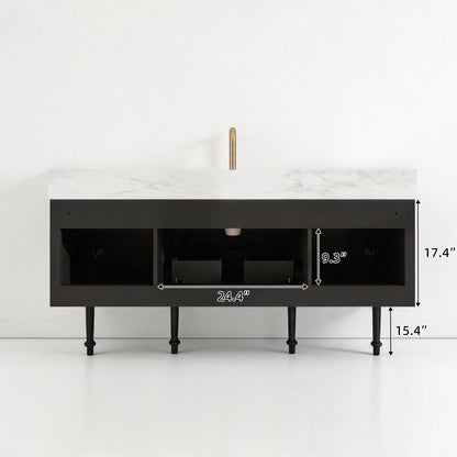 Modish 60" Single Sink Freestanding/Floating Bath Vanity with Stone Top, Solid Wood, Soft-Close, Assembled