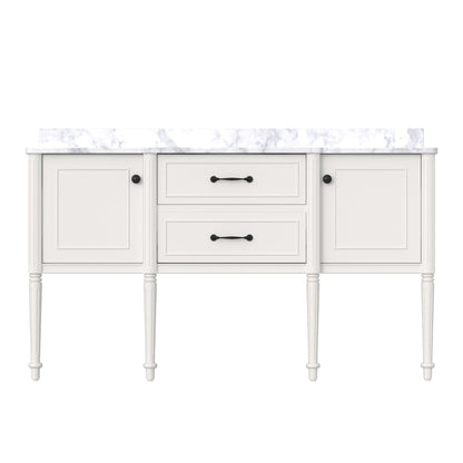 Modish 60" Single Sink Freestanding/Floating Bath Vanity with Stone Top, Solid Wood, Soft-Close, Assembled