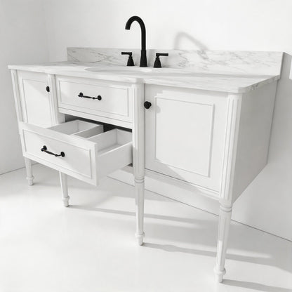 Modish 60" Single Sink Freestanding/Floating Bath Vanity with Stone Top, Solid Wood, Soft-Close, Assembled