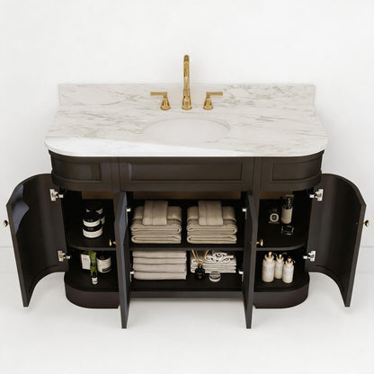 Opuluxe 48" Single Sink Freestanding Bath Vanity with Stone Top, Solid Wood, Soft-Close, Assembled