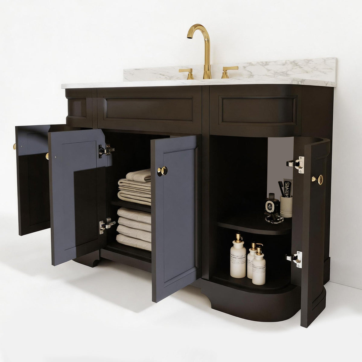 Opuluxe 48" Single Sink Freestanding Bath Vanity with Stone Top, Solid Wood, Soft-Close, Assembled