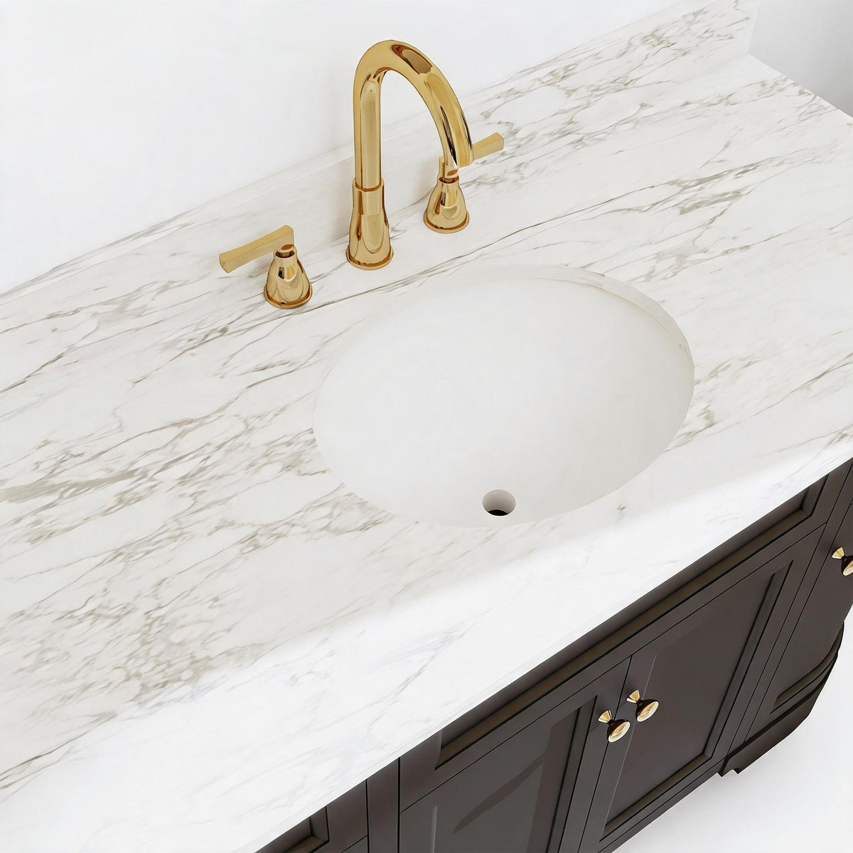 Opuluxe 48" Single Sink Freestanding Bath Vanity with Stone Top, Solid Wood, Soft-Close, Assembled