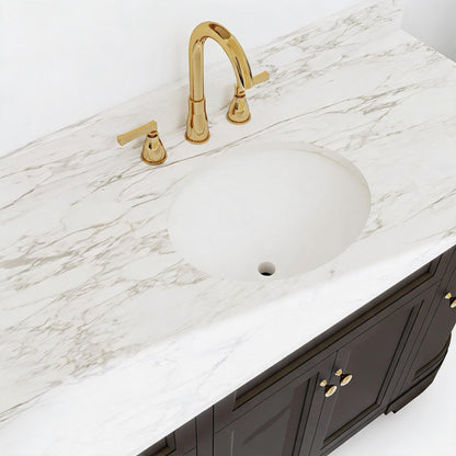Opuluxe 48" Single Sink Freestanding Bath Vanity with Stone Top, Solid Wood, Soft-Close, Assembled