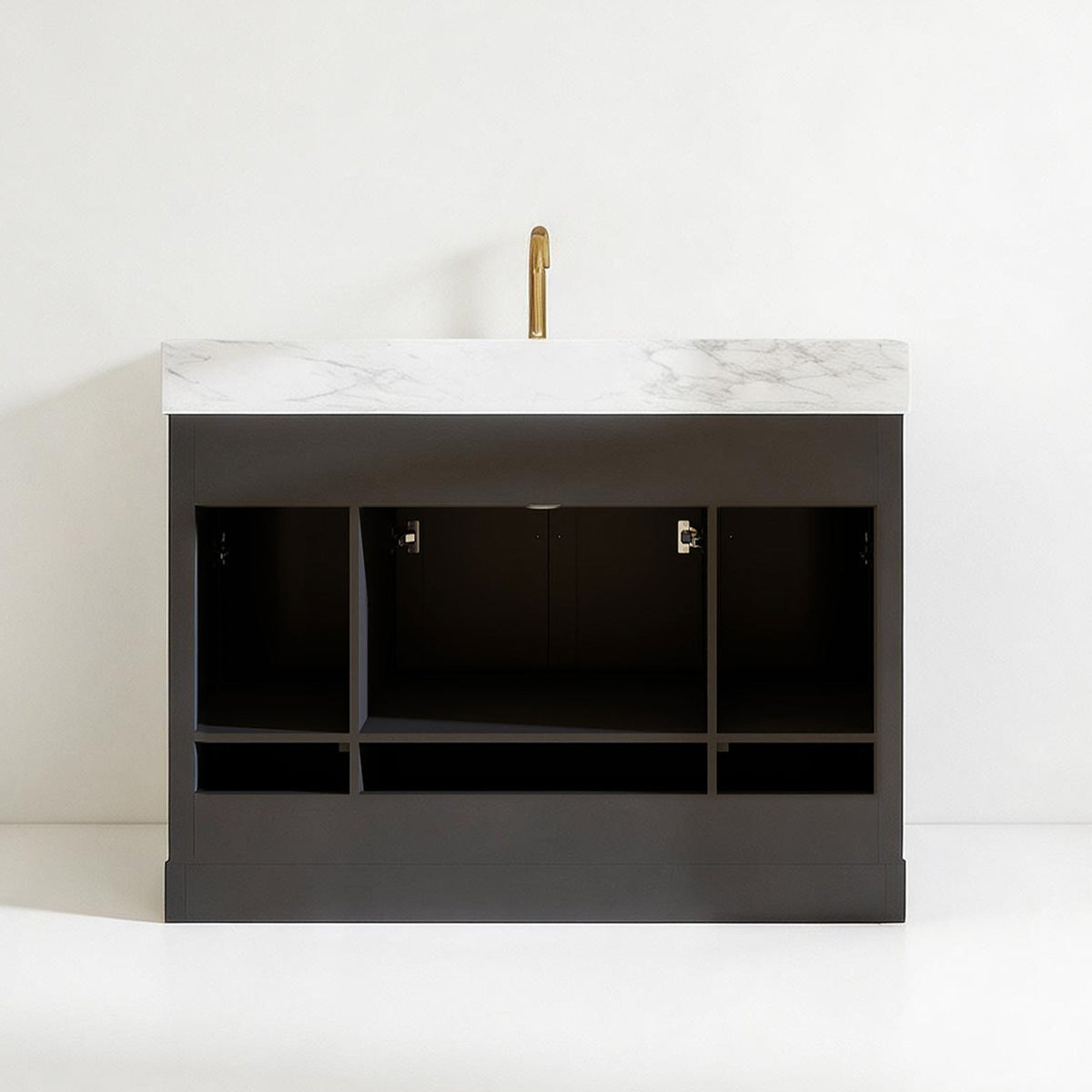 Opuluxe 48" Single Sink Freestanding Bath Vanity with Stone Top, Solid Wood, Soft-Close, Assembled