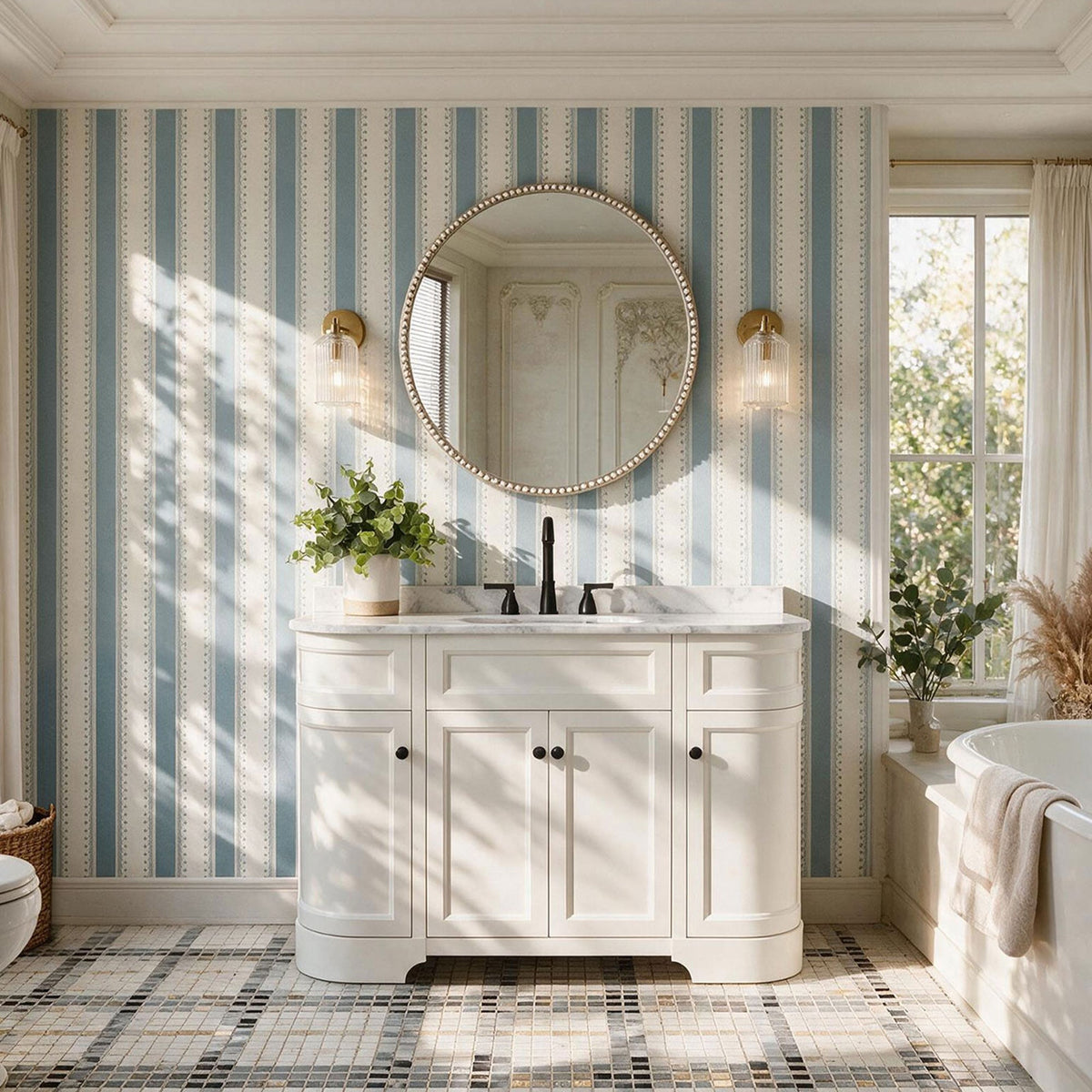 Opuluxe 48" Single Sink Freestanding Bath Vanity with Stone Top, Solid Wood, Soft-Close, Assembled