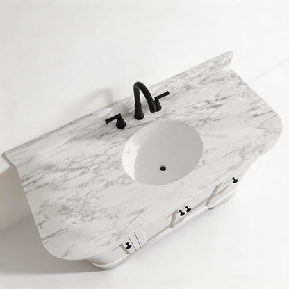 Opuluxe 48" Single Sink Freestanding Bath Vanity with Stone Top, Solid Wood, Soft-Close, Assembled