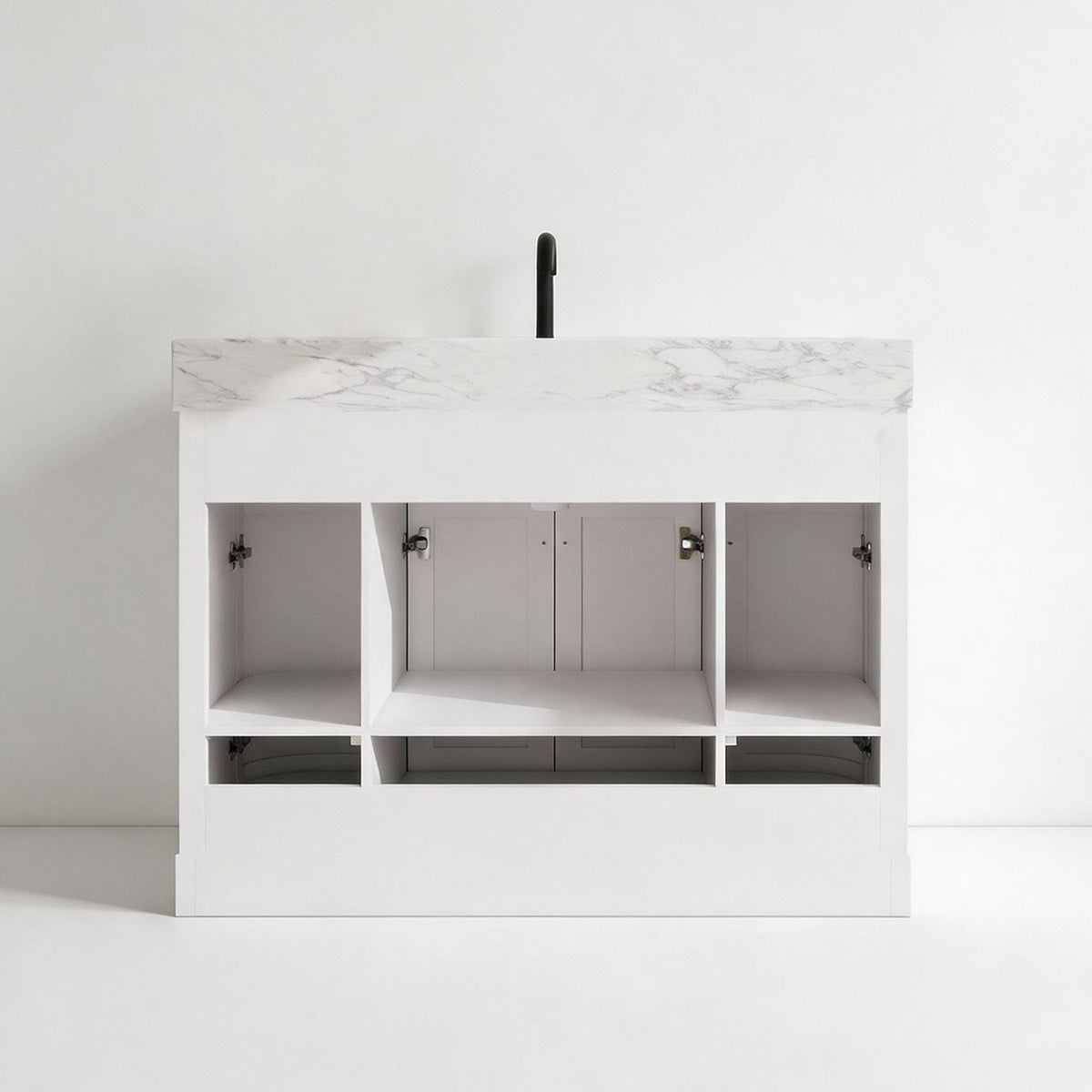 Opuluxe 48" Single Sink Freestanding Bath Vanity with Stone Top, Solid Wood, Soft-Close, Assembled