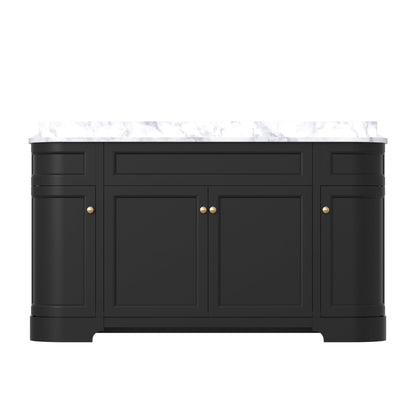 Opuluxe 60" Double Sink Freestanding Bath Vanity with Stone Top, Solid Wood, Soft-Close, Assembled