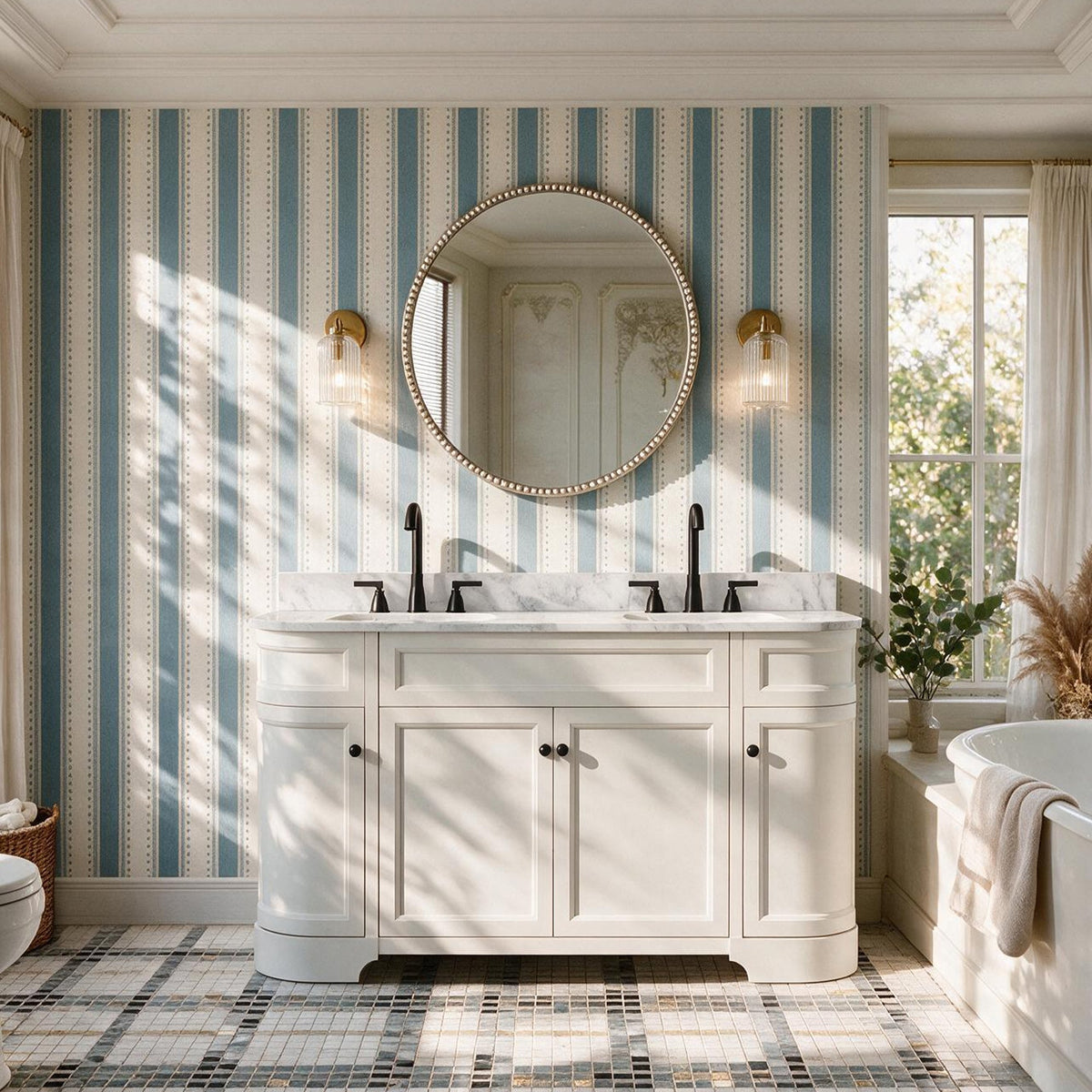 Opuluxe 60" Double Sink Freestanding Bath Vanity with Stone Top, Solid Wood, Soft-Close, Assembled