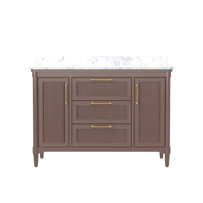 Vantara 48" Single Sink Freestanding Bath Vanity with Stone Top, Solid Wood, Soft-Close, Assembled