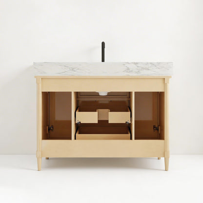 Vantara 48" Single Sink Freestanding Bath Vanity with Stone Top, Solid Wood, Soft-Close, Assembled