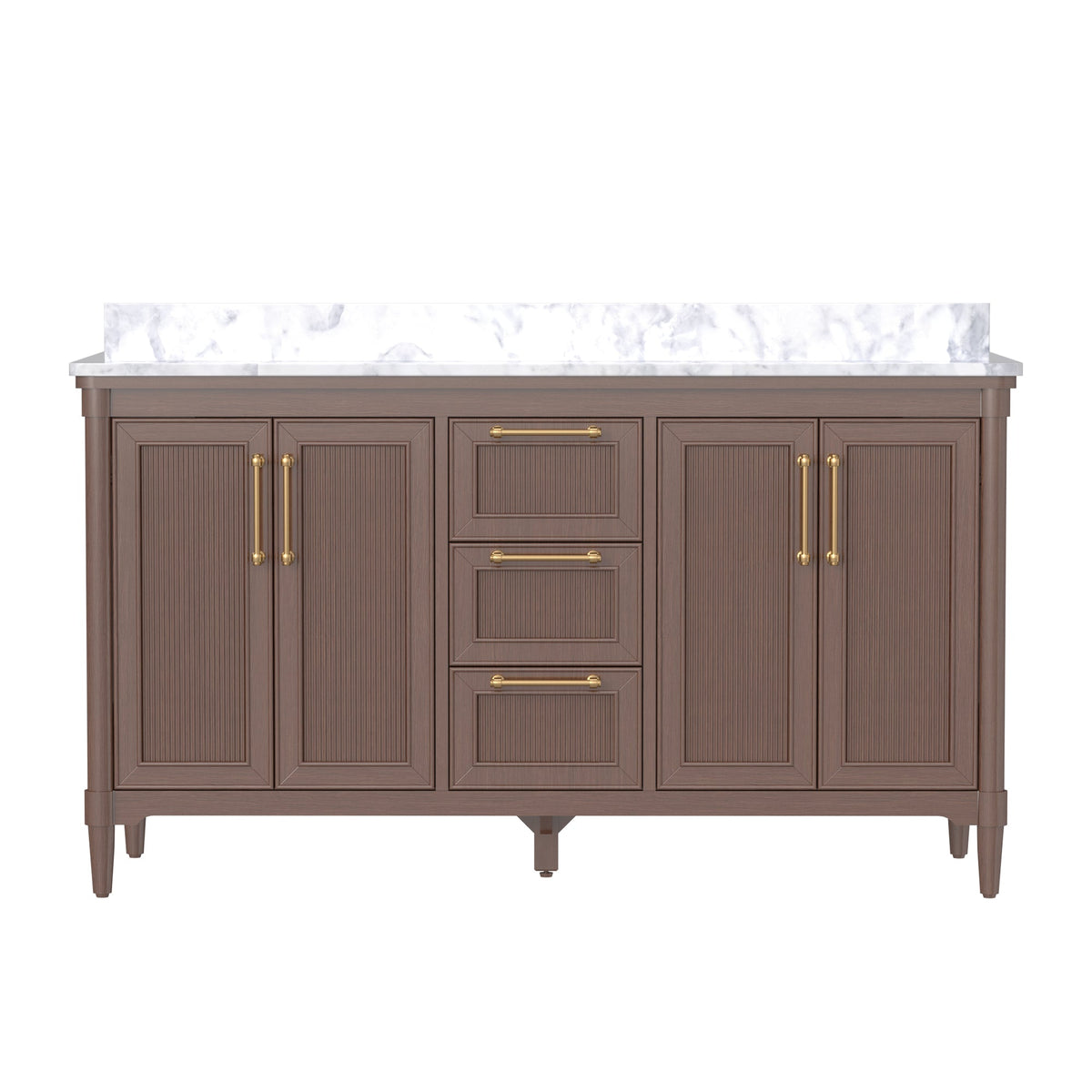 Vantara 60" Double Sink Freestanding Bath Vanity with Stone Top, Solid Wood, Soft-Close, Assembled