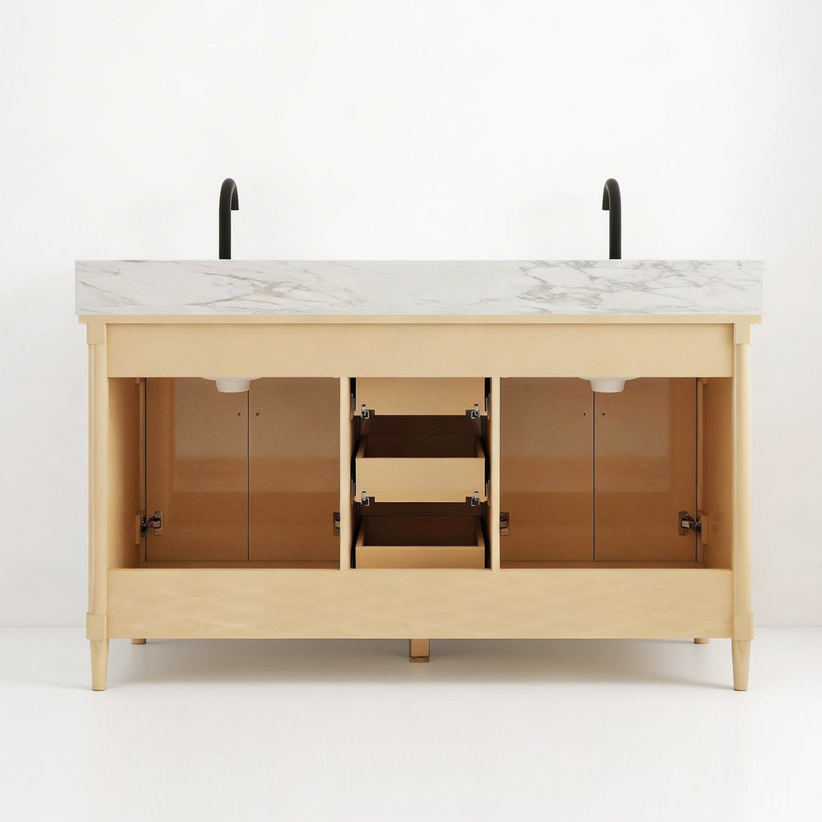 Vantara 60" Double Sink Freestanding Bath Vanity with Stone Top, Solid Wood, Soft-Close, Assembled