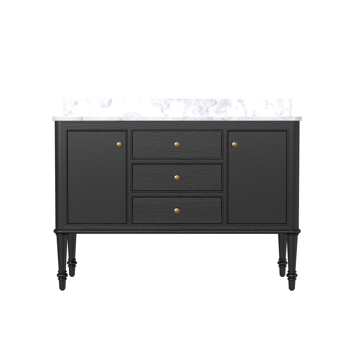 Verve 48" Single Sink Freestanding Bath Vanity with Stone Top, Solid Wood, Soft-Close, Assembled