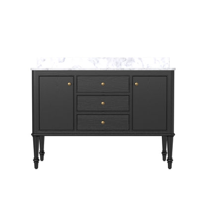 Verve 48" Single Sink Freestanding Bath Vanity with Stone Top, Solid Wood, Soft-Close, Assembled