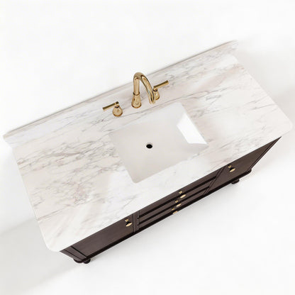 Verve 48" Single Sink Freestanding Bath Vanity with Stone Top, Solid Wood, Soft-Close, Assembled