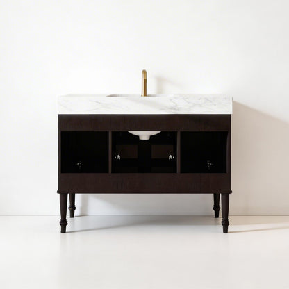 Verve 48" Single Sink Freestanding Bath Vanity with Stone Top, Solid Wood, Soft-Close, Assembled