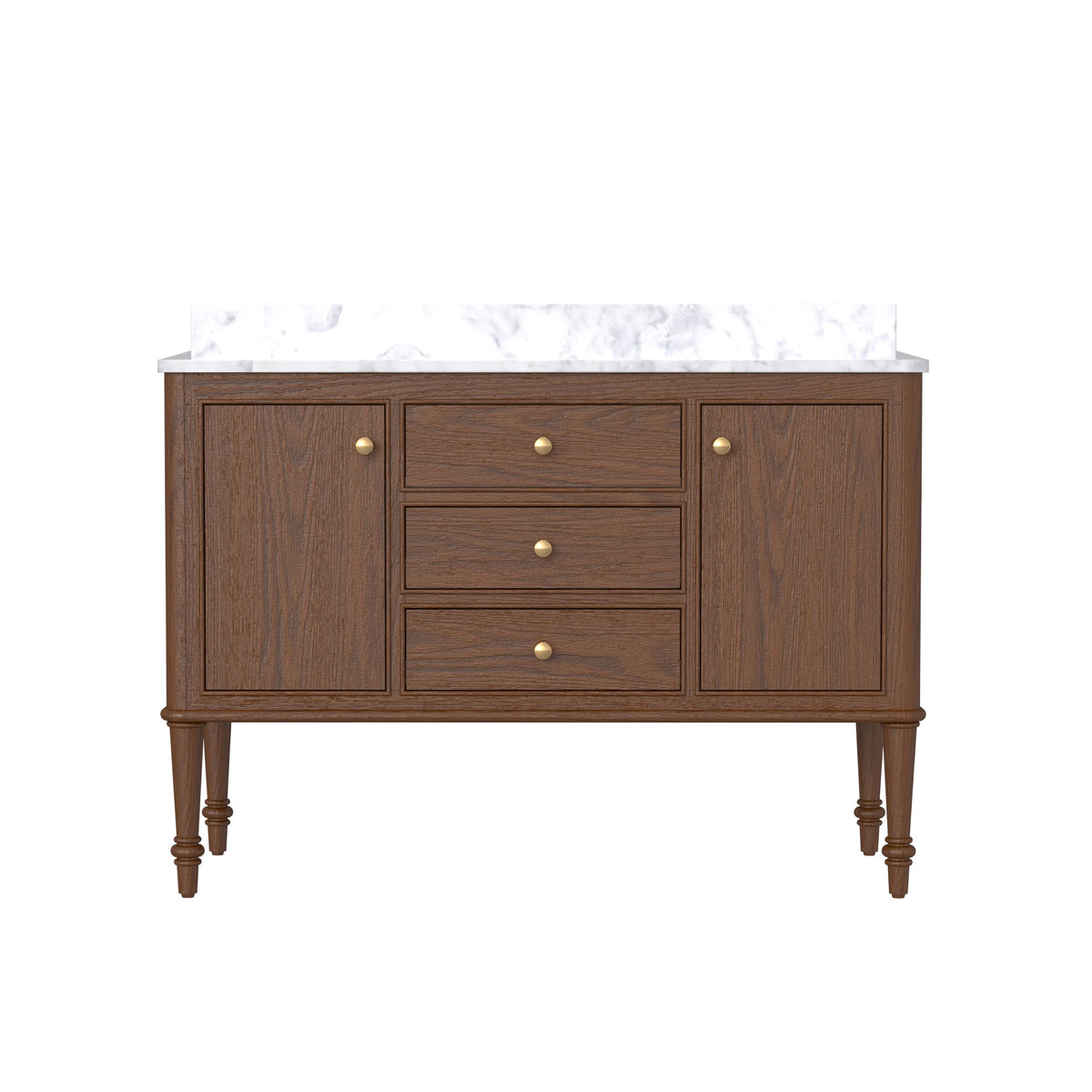Verve 48" Single Sink Freestanding Bath Vanity with Stone Top, Solid Wood, Soft-Close, Assembled