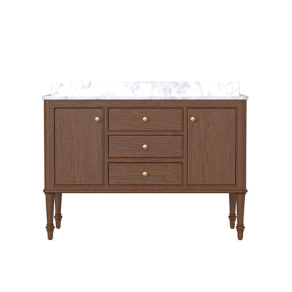 Verve 48" Single Sink Freestanding Bath Vanity with Stone Top, Solid Wood, Soft-Close, Assembled