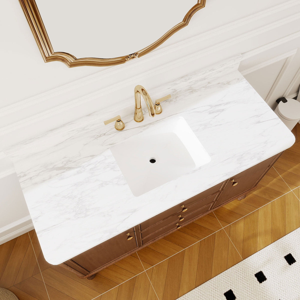 Verve 48" Single Sink Freestanding Bath Vanity with Stone Top, Solid Wood, Soft-Close, Assembled