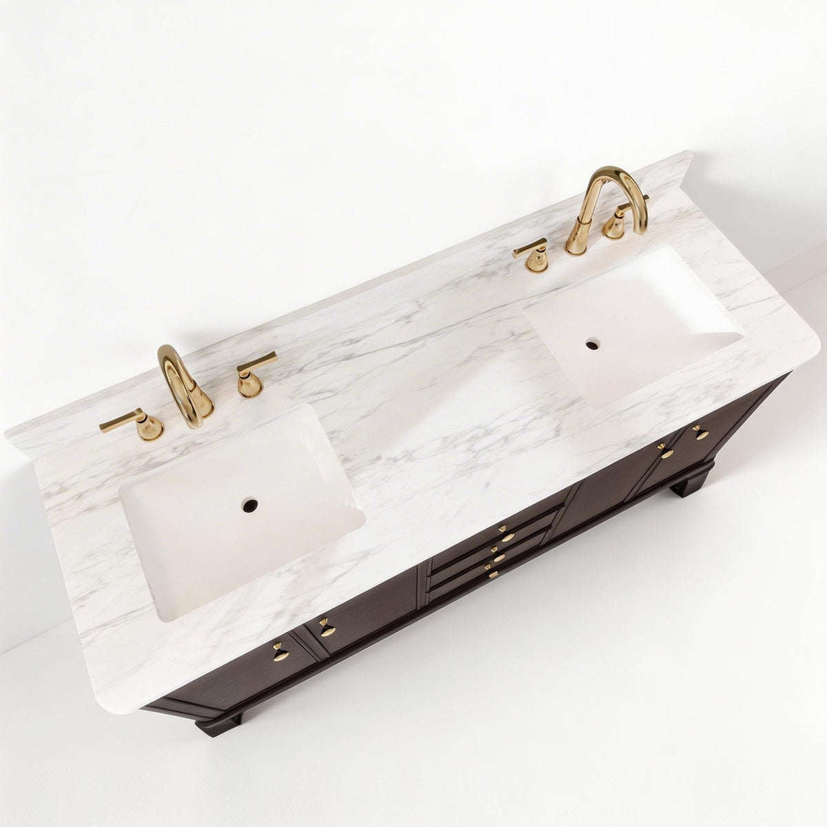 Verve 60" Double Sink Freestanding Bath Vanity with Stone Top, Solid Wood, Soft-Close, Assembled