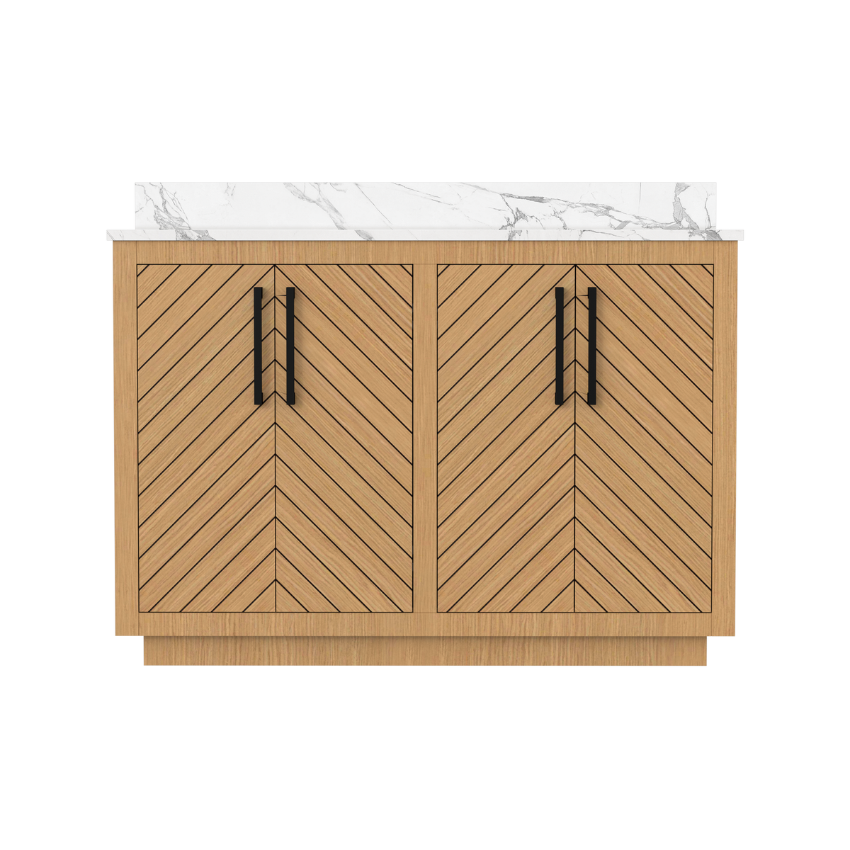 Zoom 48" Double Sink Freestanding Bath Vanity with Stone Top, Solid Wood, Soft-Close, Assembled